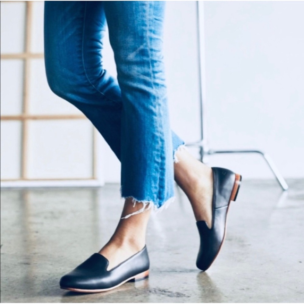 Nisolo Smoking Flat Leather Loafer Black 7.5